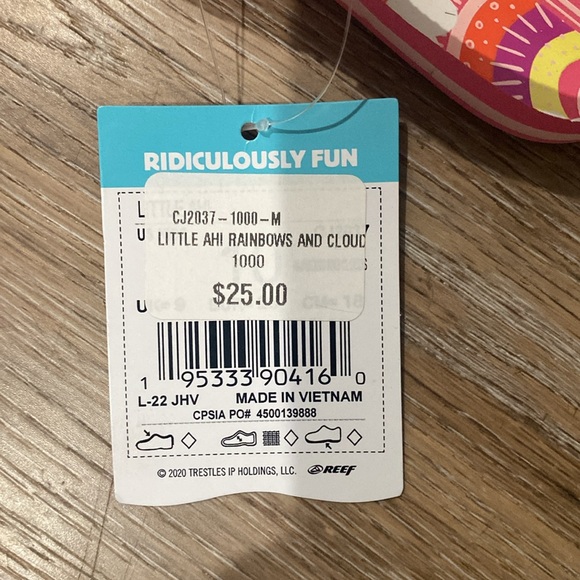 NEW REEF toddler sandals pk/pp/wt/or/yl print - Picture 3 of 4